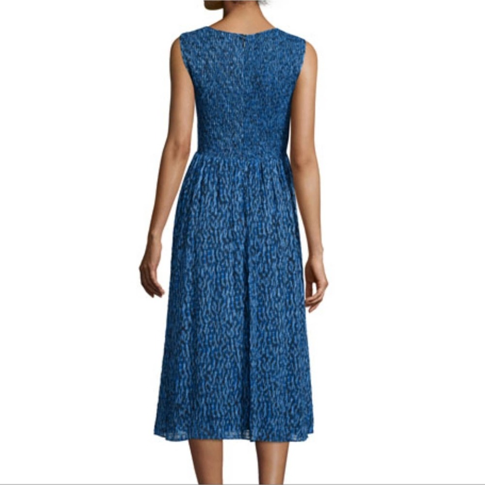 Rebecca Taylor Batik Mirage Ruched Dress 4 Blue - Picture 2 of 8